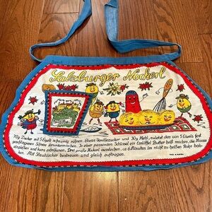 Vintage Indanthren Austrian Kitchen Waist Apron With salzburger nockerl recipe